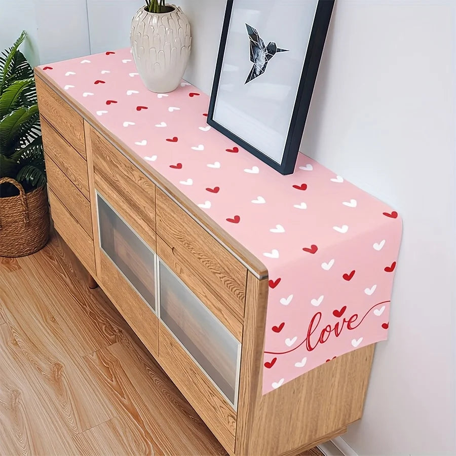 Heart Pattern Tablecloth | Valentine's Day Table Runner Table Runner PLUSH