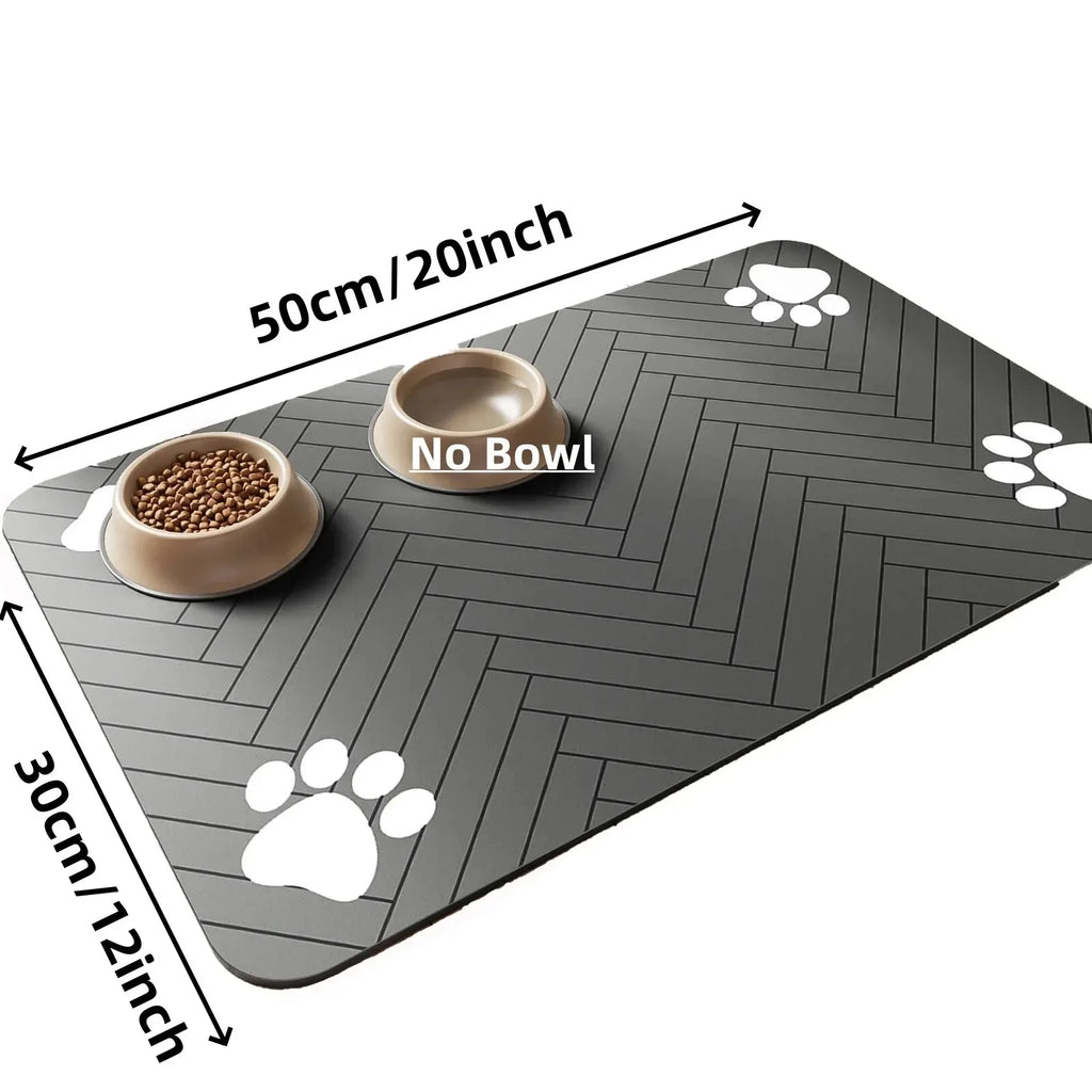 Absorbent Pet Feeding Mat – Non-Slip Waterproof Dog Cat Placemat Pet Feeding Mat PLUSH 30X50cm Black