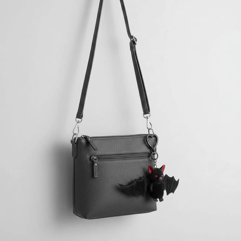 Transformable Plush Bat Keychain – Gothic Bag Charm Black Novelty Keychain PLUSH