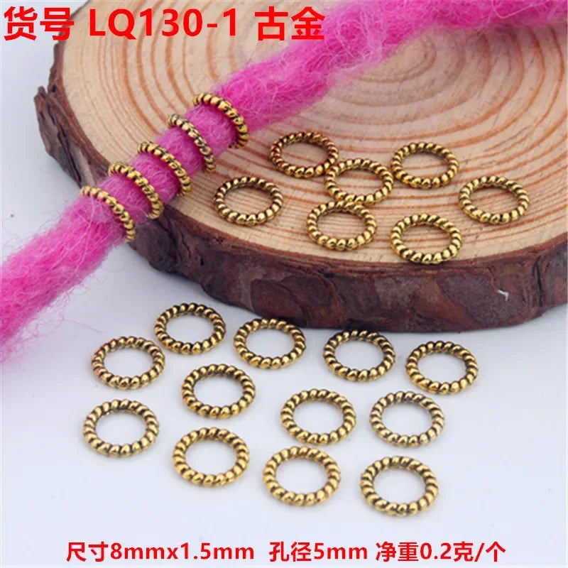 5pcs Viking Dreadlock Hair Braid Beads Cuffs Rings Gold Silver Hair Braid Cuffs PLUSH 5pcs LQ130-1