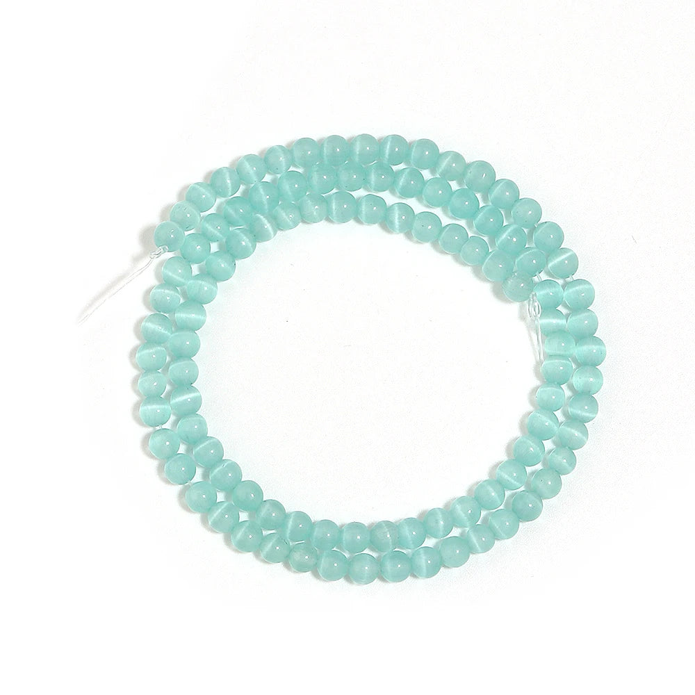 Teal Blue Cat Eye Stone Beads 4–12mm | DIY Jewelry Making Jewelry Making Beads PLUSH 4mm