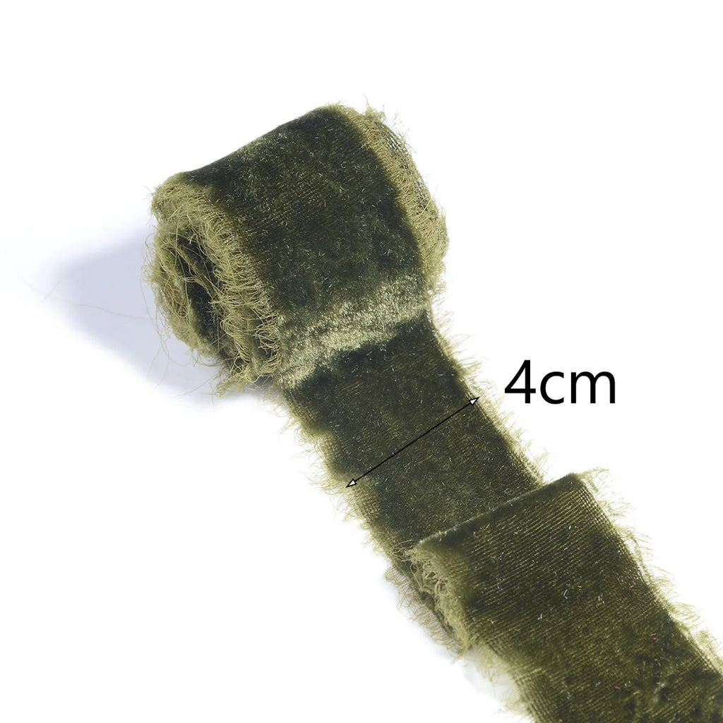 4cm Frayed Edge Velvet Ribbon 1.5yd – Wedding & Gift Wrap Velvet Craft Ribbon PLUSH