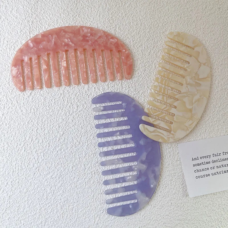 Acetate Wide Tooth Hair Comb – Retro Korean Style for Women Hair Comb PLUSH