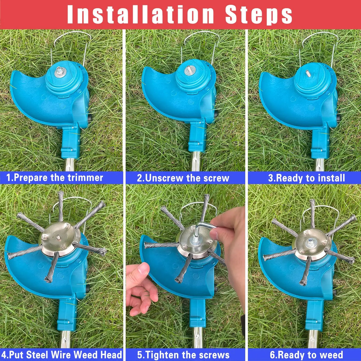 6-Inch Steel Wire Grass Trimmer Head – Universal Weed Brush Grass Trimmer Head PLUSH