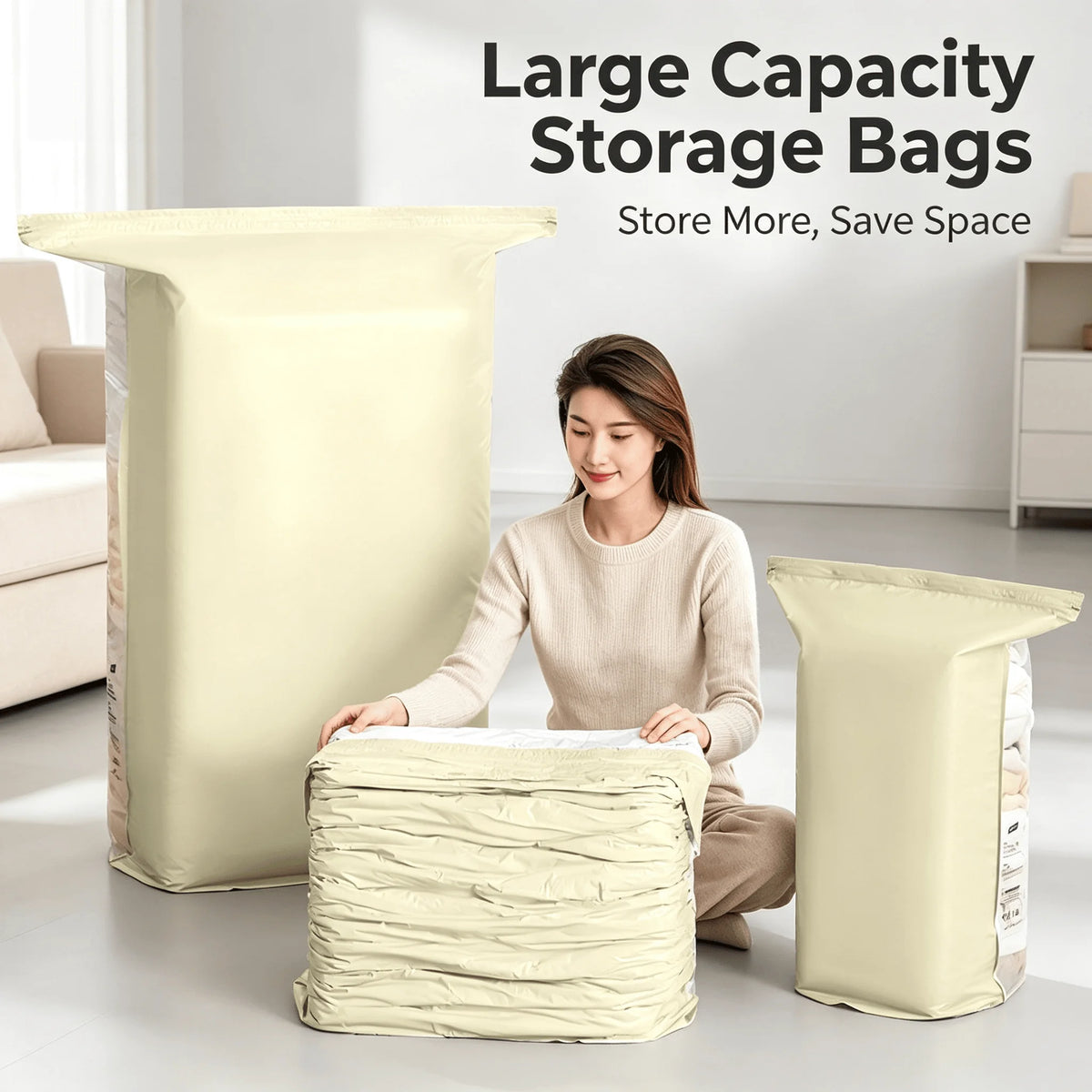 TAILI Vacuum Storage Bags – No Pump, Space Saving Organizer Vacuum Storage Bags PLUSH