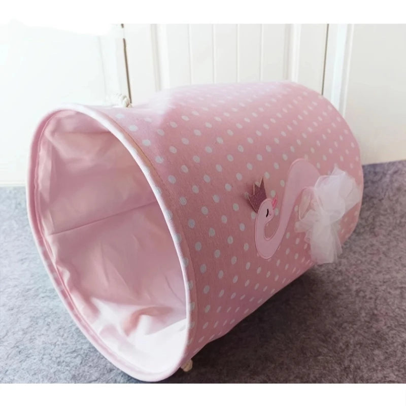 Round Canvas Laundry Hamper with Handles – Large Pink Basket Laundry Hamper Basket PLUSH