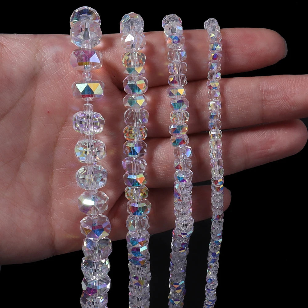 AB Color Faceted Crystal Glass Wheel Spacer Beads – DIY Jewelry Glass Spacer Beads PLUSH