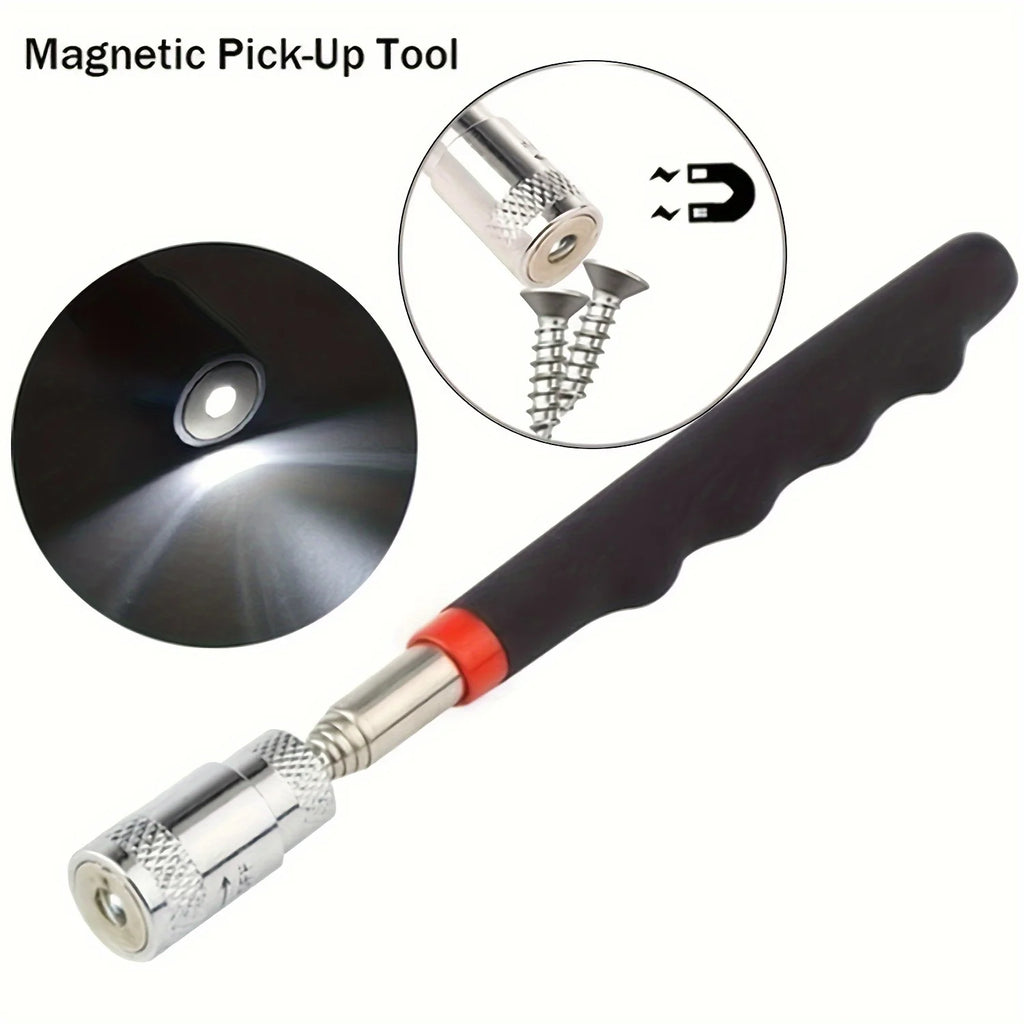 Telescopic Magnetic Pick-Up Tool with LED Light | Extendable Rod Magnetic Pick-Up Tool PLUSH Magnetic Rod