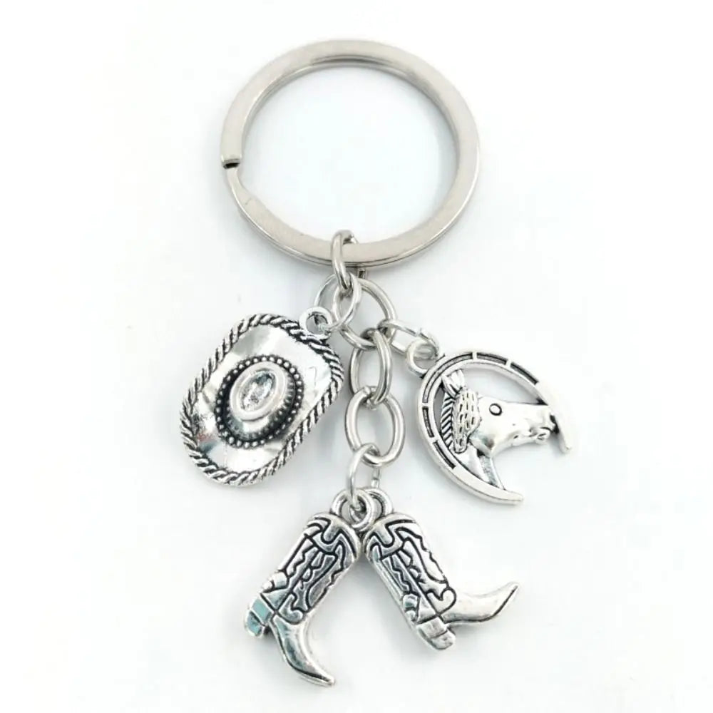 Vintage Running Horse Pendant Keychain – Silver Metal Keyring Metal Keychain PLUSH D