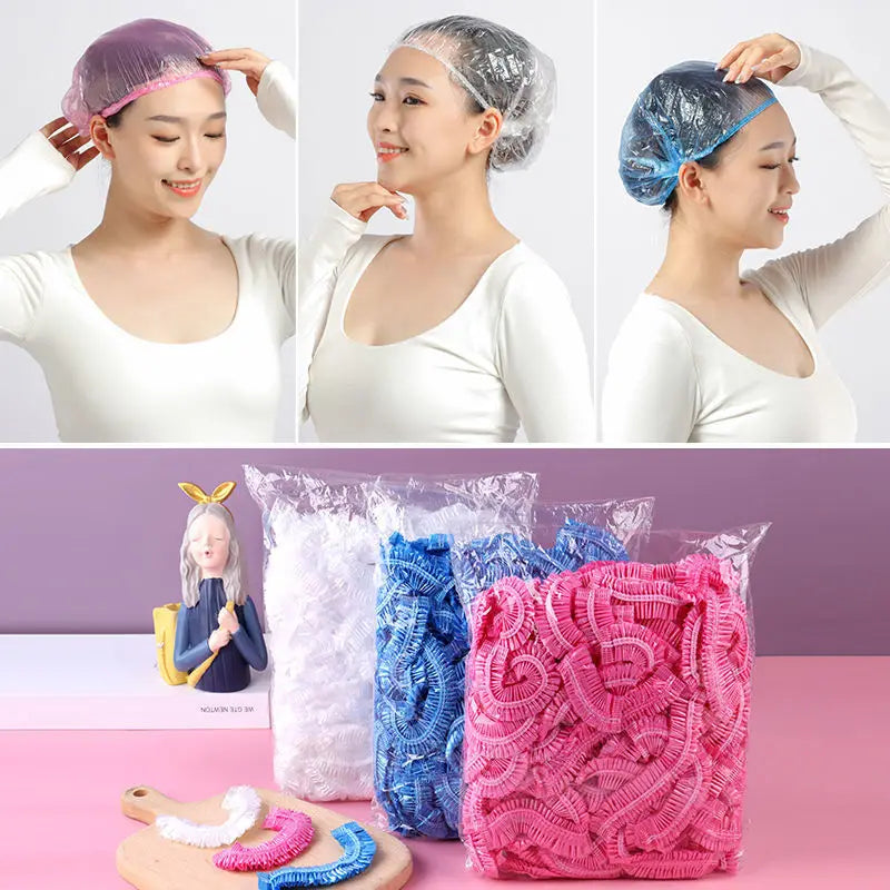 Disposable Waterproof Shower Cap & Heated Hair Mask Cap Hair Care Cap PLUSH
