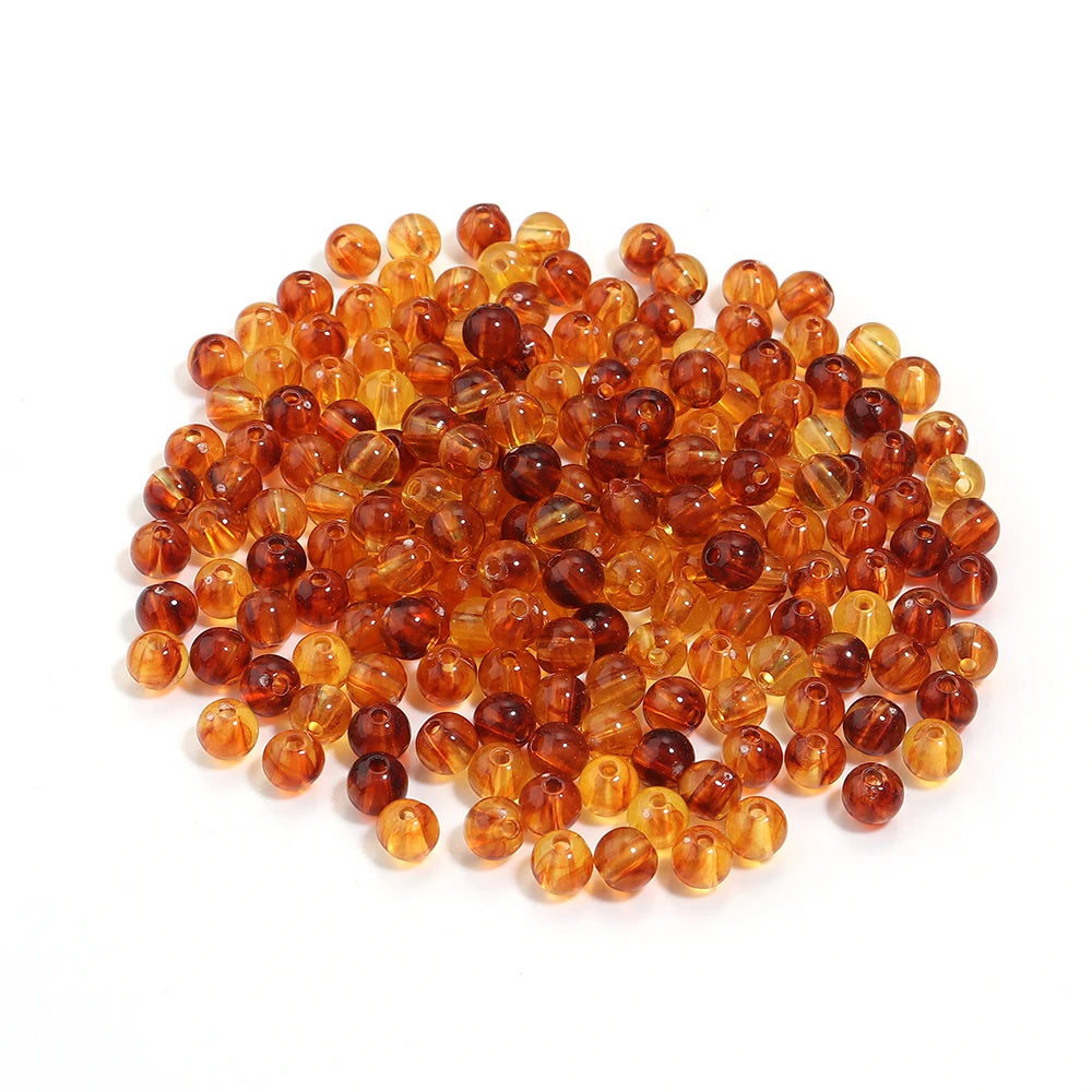 Amber Acrylic Round Beads 6–20mm DIY Jewelry | 10–200pcs Acrylic Jewelry Beads PLUSH 6mm 200pcs