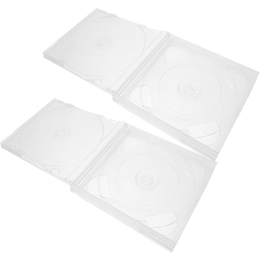 Clear CD DVD Storage Cases 2-Pack | Transparent Plastic Disc Organizer CD DVD Storage Case PLUSH