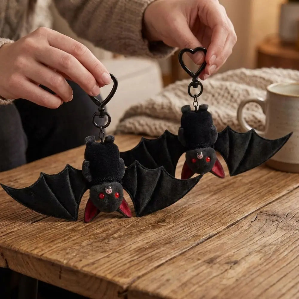 Transformable Plush Bat Keychain – Gothic Bag Charm & Fidget Novelty Keychain PLUSH