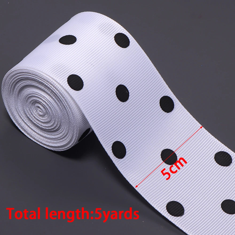 White Polka Dot Grosgrain Ribbon for Hair Bows & Gift Wrap Craft Ribbon PLUSH 50mm x 5yards 1roll