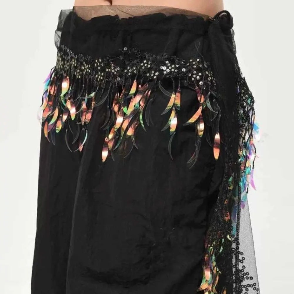 Y2K Sequin Hip Scarf Tassel Belt – Jazz Dance Streetwear Dance Hip Scarf Belt PLUSH