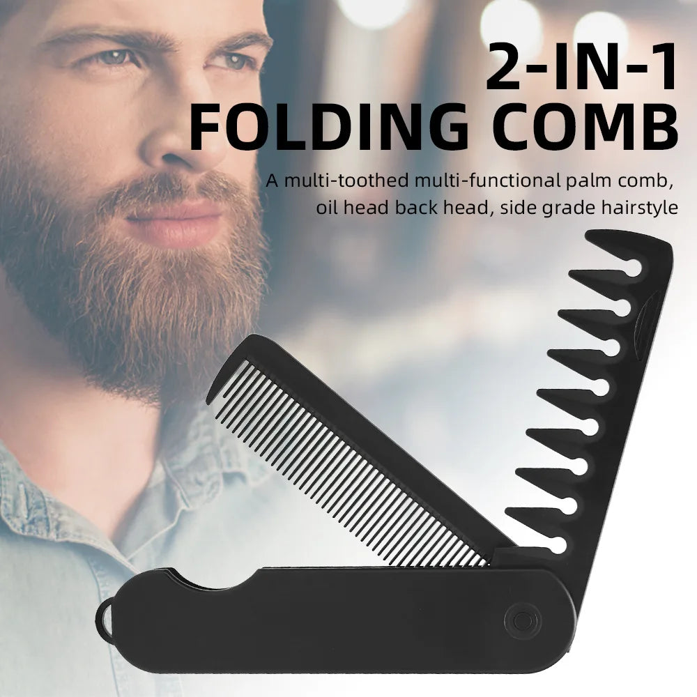 3-in-1 Folding Pocket Comb – Wide Tooth Beard Barber Comb Hair Styling Comb PLUSH