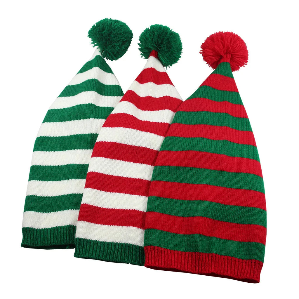 Winter Long Tail Elf Hat Christmas Knit Pom Pom Santa Hat Christmas Elf Hat PLUSH