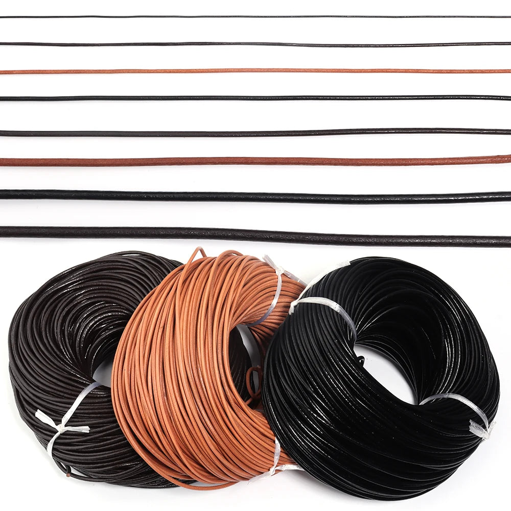 Genuine Cow Leather Cord Round Rope – DIY Jewelry 2-5 Yards Leather Jewelry Cord PLUSH