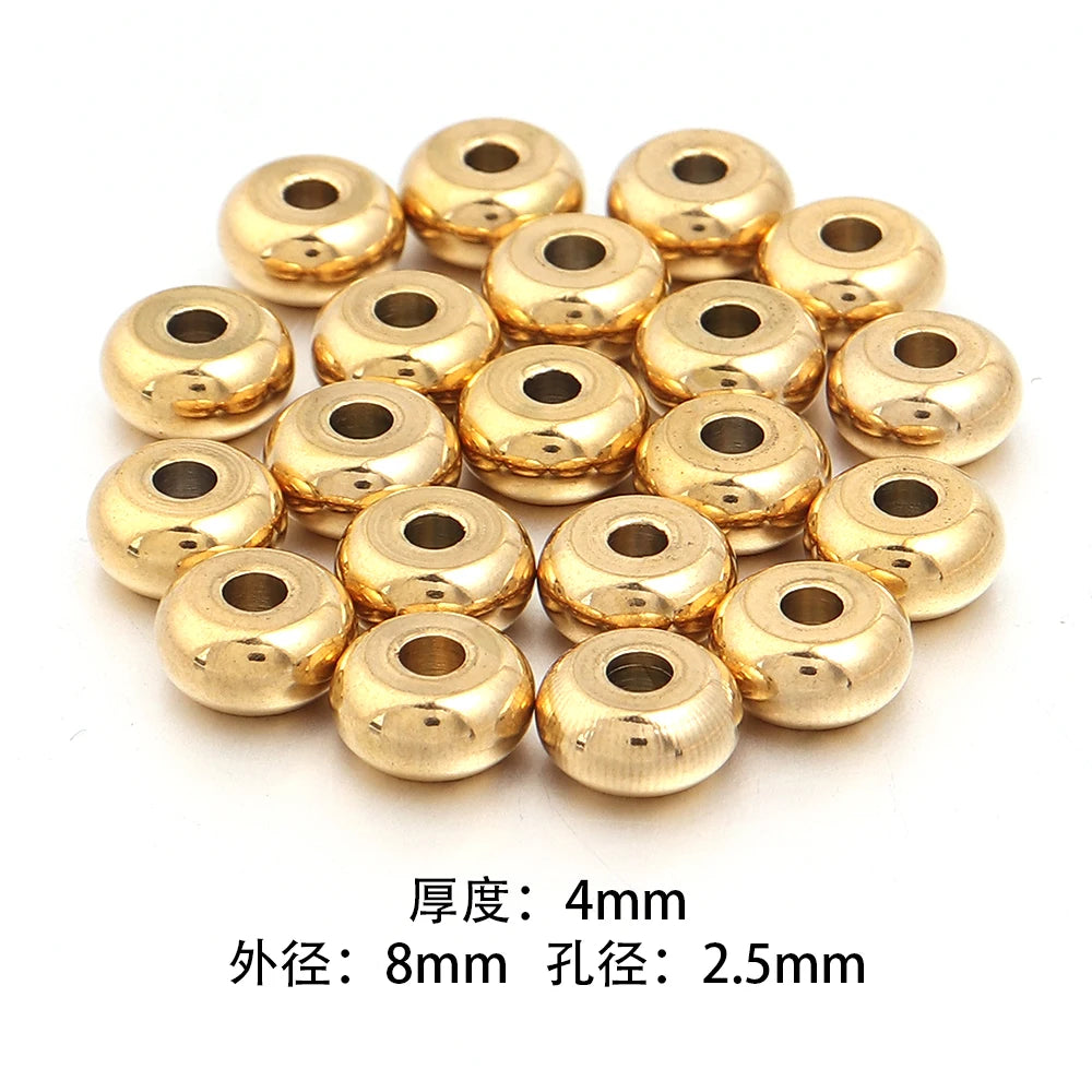 Stainless Steel Flat Disc Spacer Beads Gold Silver – 20-50pcs Jewelry Spacer Beads PLUSH Gold 8x4mm 20pcs