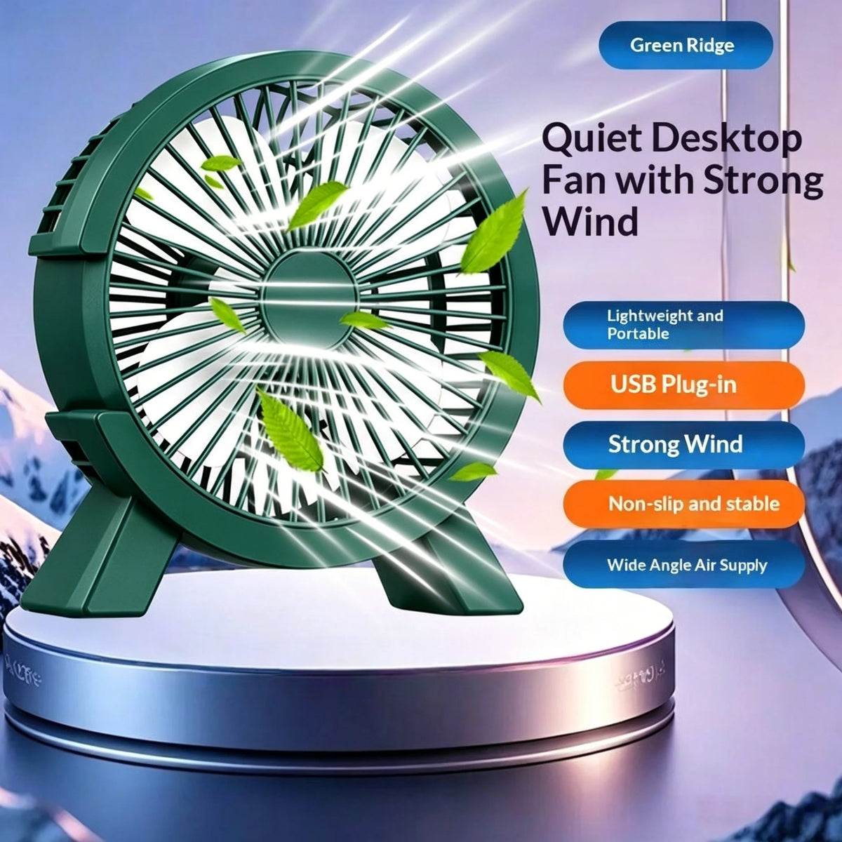 Portable Mini USB Desktop Fan – Quiet Cooling for Home & Office USB Desktop Fan PLUSH Green