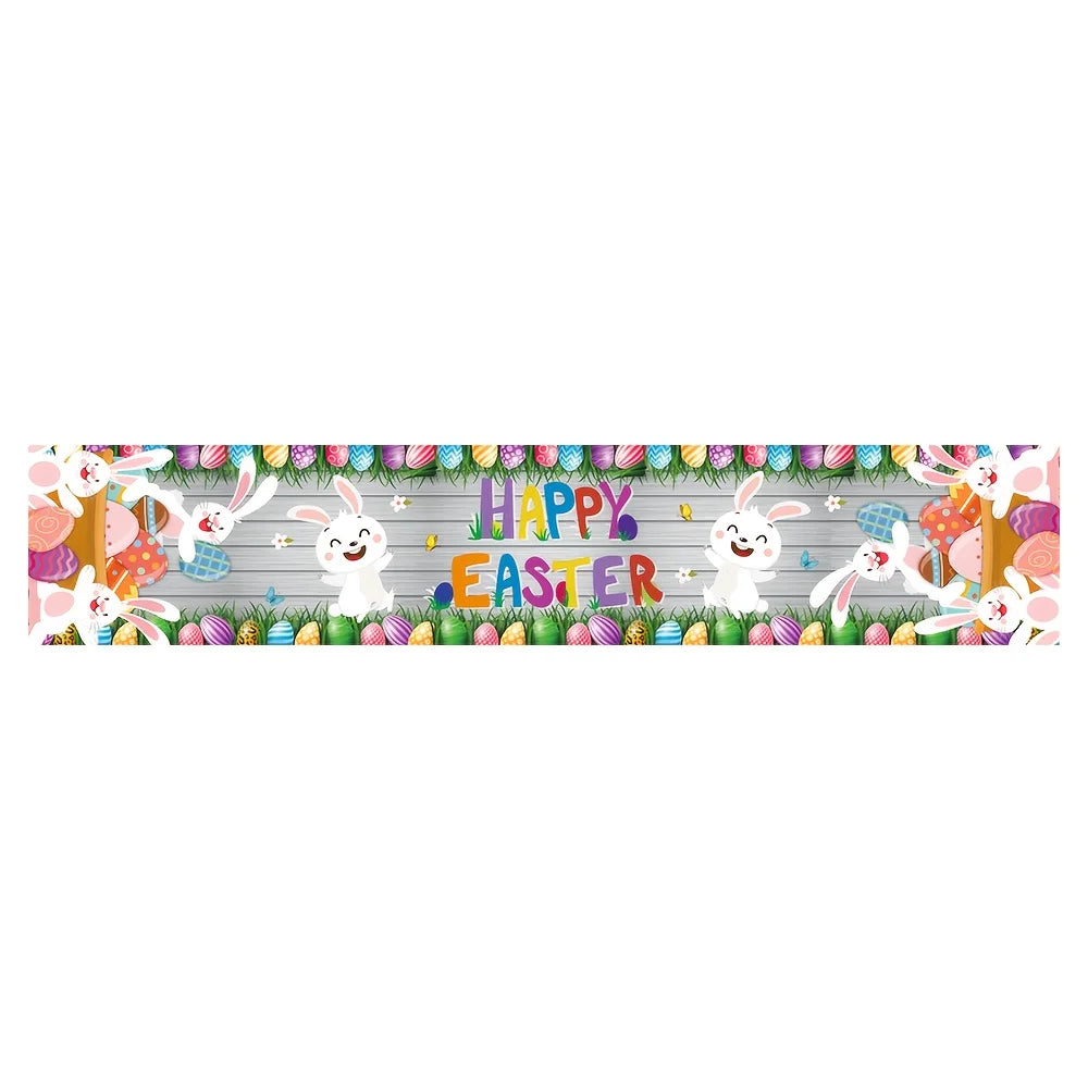 Easter Table Runner – Rabbit & Egg Print | 100% Polyester Holiday Table Runner PLUSH