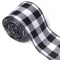 3 Yards Plaid Linen Ribbon for DIY Gift Wrapping & Bows Craft Ribbon PLUSH black white 3yards