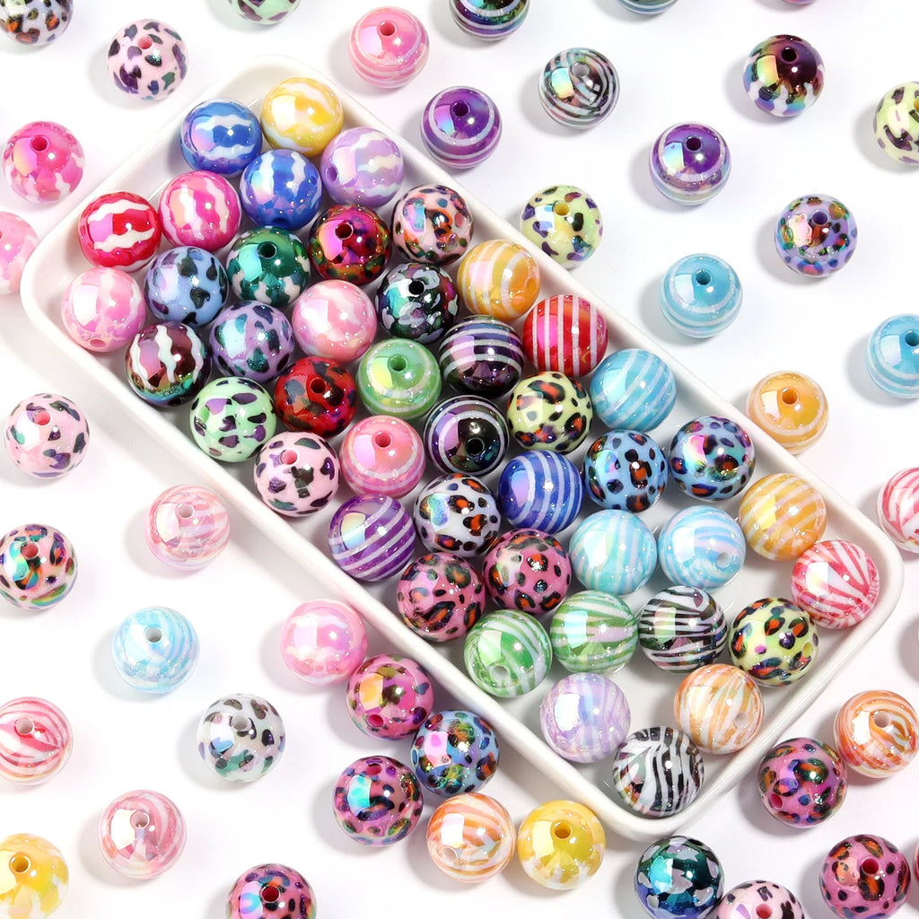15.5mm UV Printed Acrylic Round Spacer Beads – DIY Jewelry 10pcs Acrylic Spacer Beads PLUSH