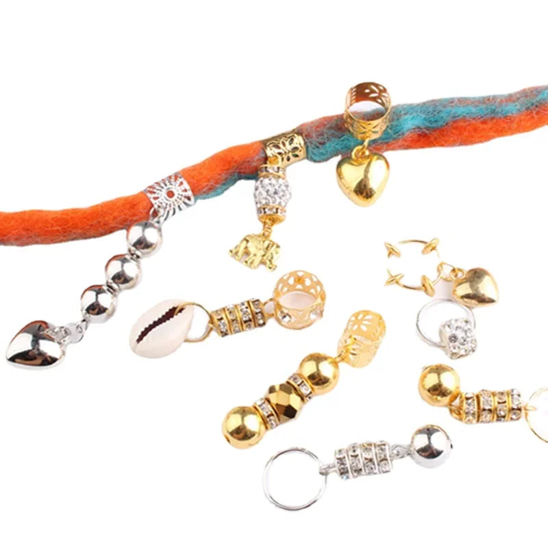 5pcs Hollow Flower Hair Cuffs – Dreadlock Braid Rings & Tubes Hair Braid Cuffs PLUSH