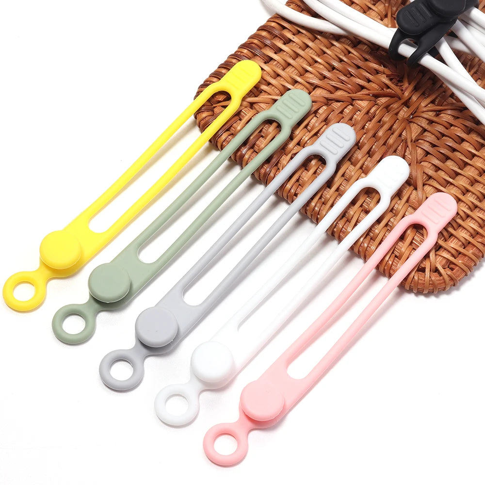 4pcs Silicone Cable Ties Multicolor Reusable Cord Organizer Cable Organizer Ties PLUSH