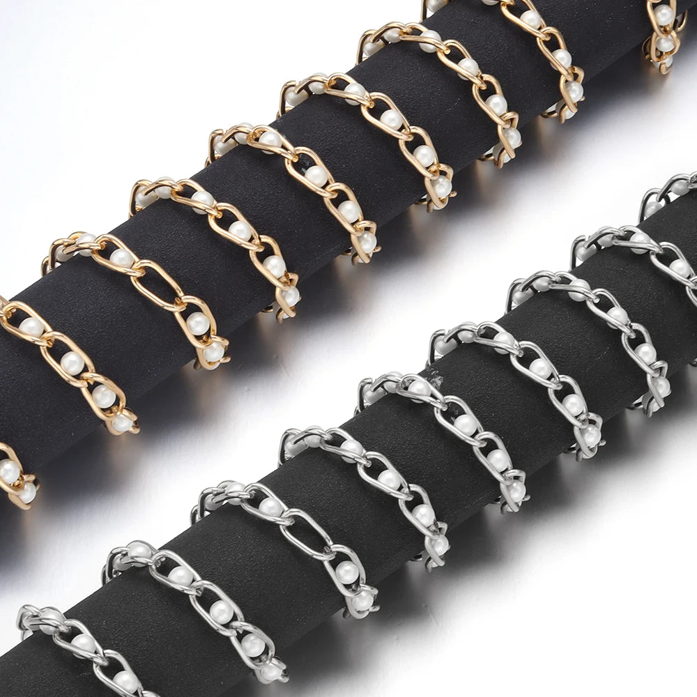 5 Yards Pearl Aluminum Beaded Chain for DIY Jewelry Making Jewelry Making Chain PLUSH