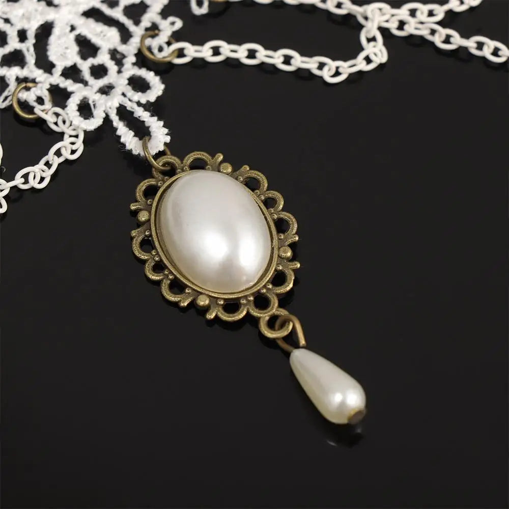 Punk Lace Pearl Choker Necklace – Bridal Wedding Jewelry Choker Necklace PLUSH
