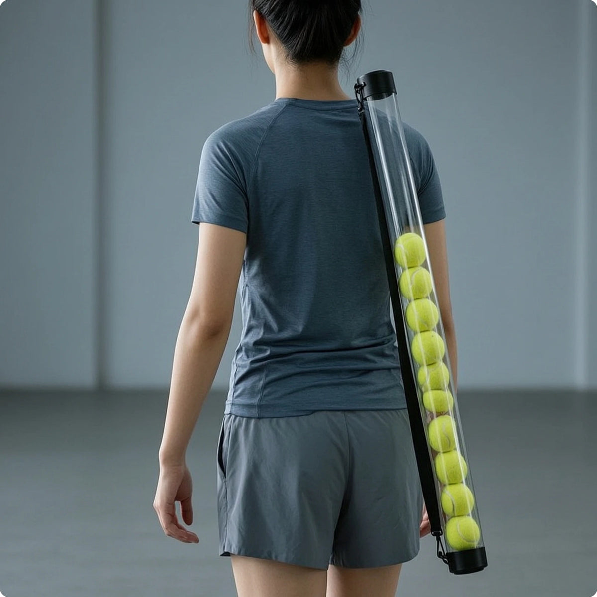 Tennis Ball Pickup Tube – Clear Slim Collector, 10–20 Balls Tennis Ball Collector PLUSH Clear