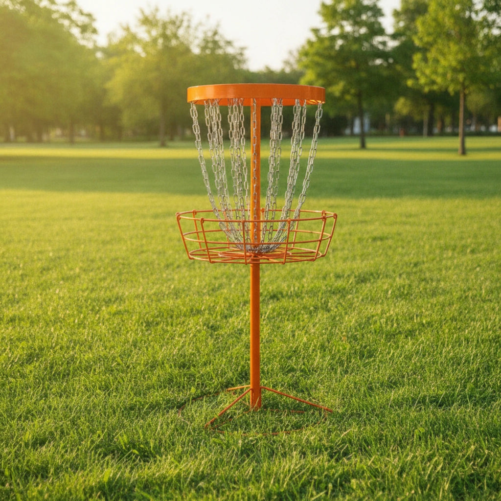 Portable Disc Golf Basket with Chains – Orange Practice Target Disc Golf Basket PLUSH