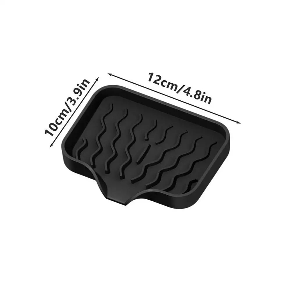 Silicone Sink Mat – Self-Draining Soap Dish & Sponge Holder Silicone Sink Mat PLUSH Black