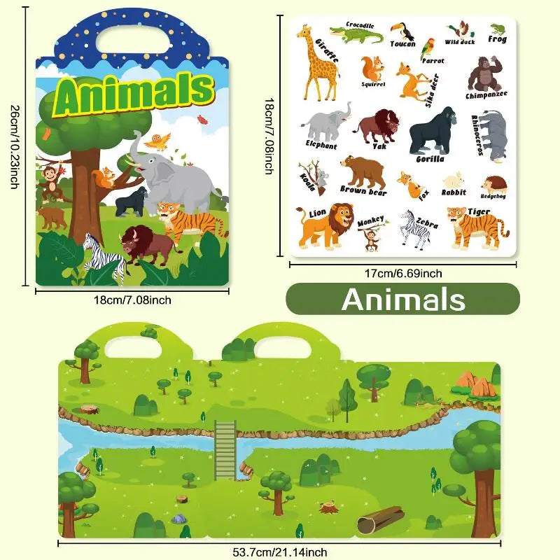Jelly Sticker Book for Kids – Reusable Scene Puzzle Activity Kids Sticker Book PLUSH A1
