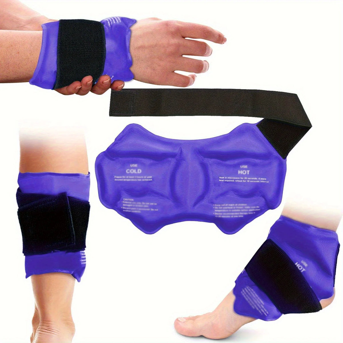 Reusable Ankle Ice Pack Wrap – 360° Hot & Cold Compress Ankle Ice Pack Wrap PLUSH Purple