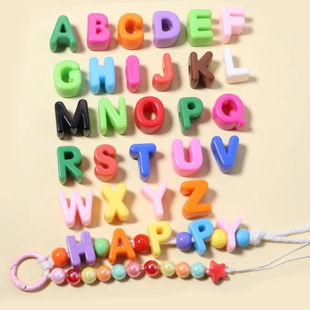 26pcs Alphabet Acrylic Letter Beads – DIY Jewelry & Keychain Acrylic Letter Beads PLUSH