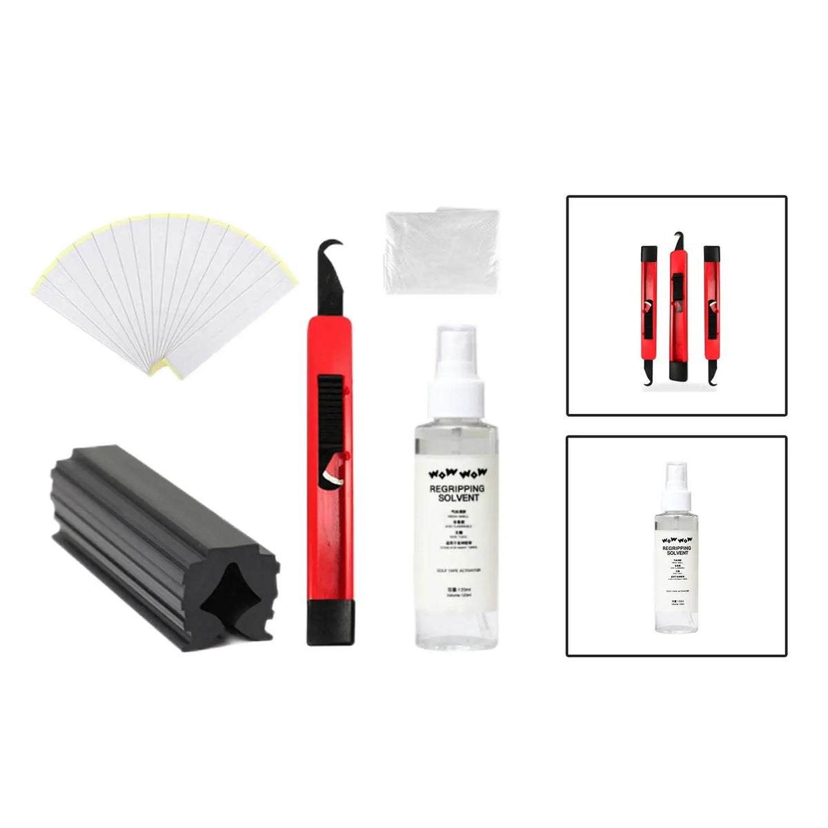Golf Club Regripping Kit – 15 Tape Strips & 120ml Solvent Golf Grip Kit PLUSH 5Pcs Set
