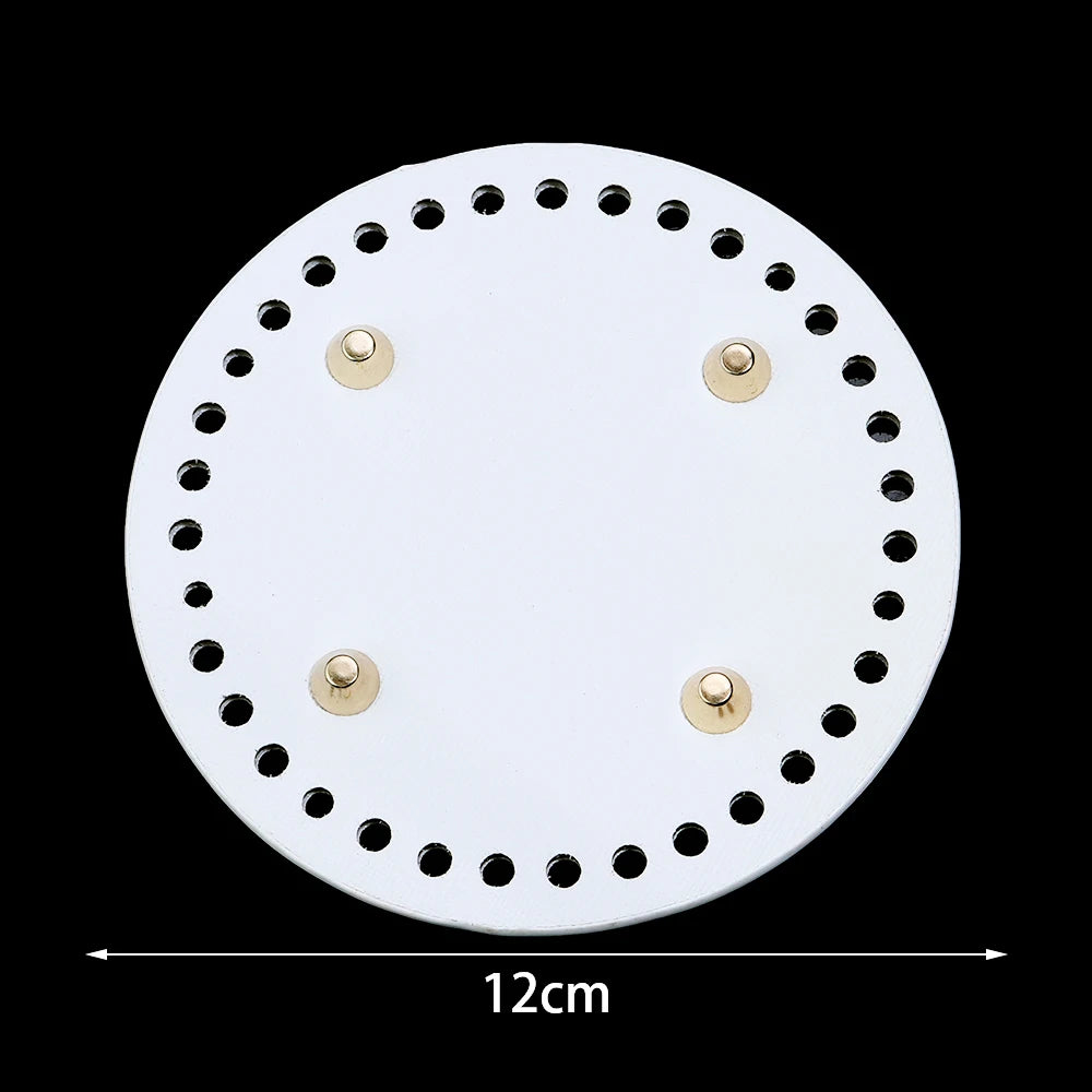 Round PU Leather Bag Base with Rivets – 12/15/18cm DIY Handbag Bag Making Base PLUSH white 12cm