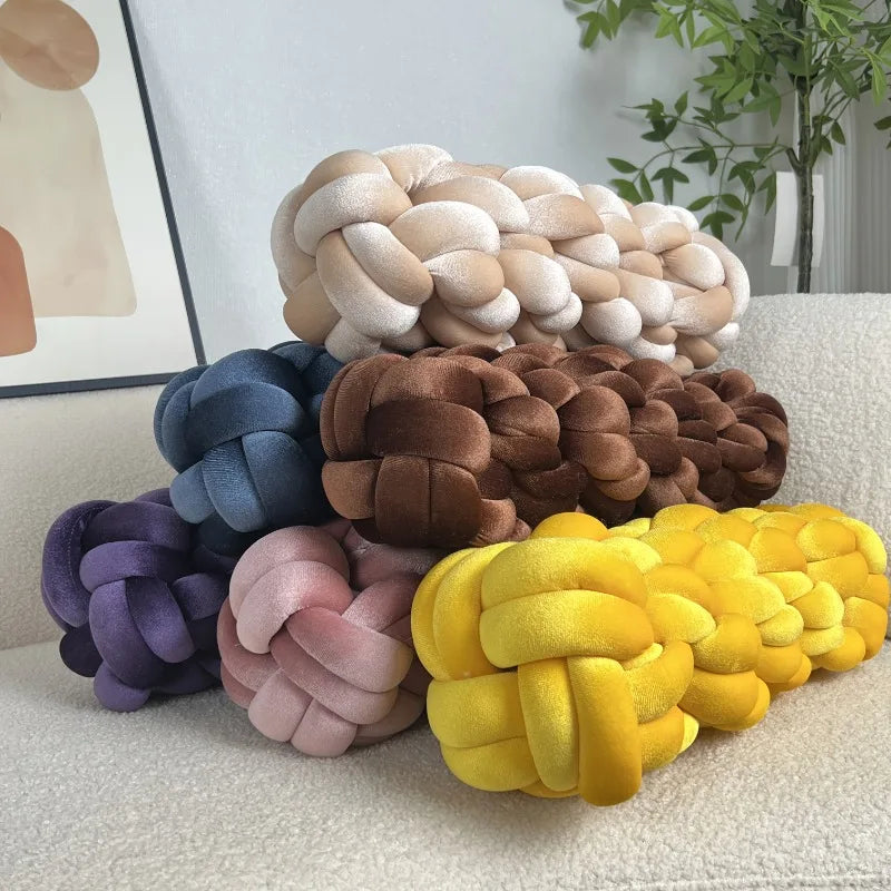 Woven Twisted Bolster Pillow – Modern Minimalist Décor Decorative Bolster Pillow PLUSH