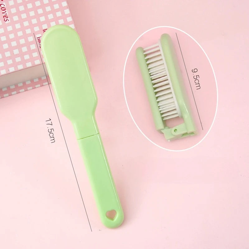 Candy Color Foldable Hair Comb – Portable Travel Hair Brush Foldable Hair Comb PLUSH green
