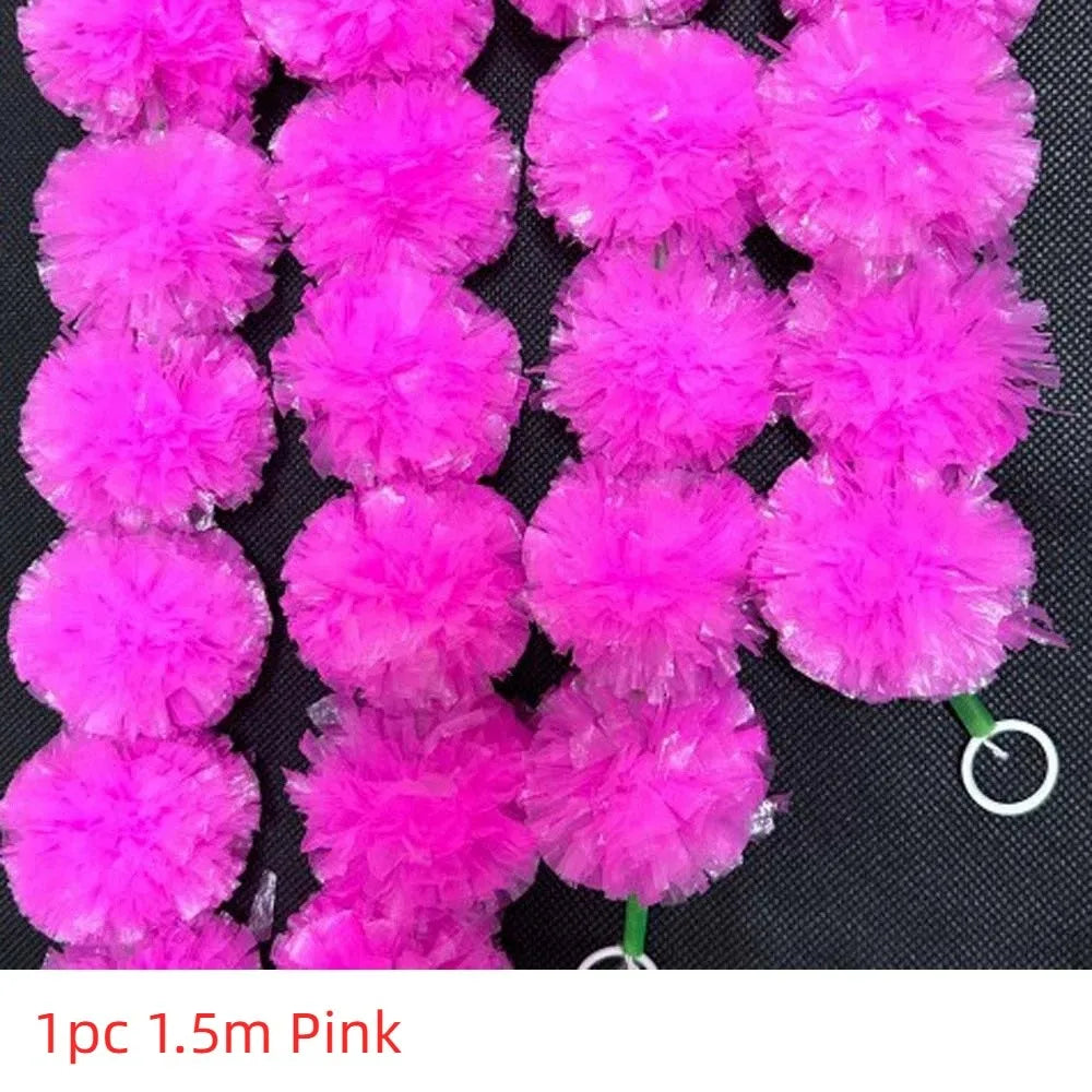 1.5m Marigold Garland – Halloween, Diwali & Wedding Decor Flower Garland PLUSH Style 7