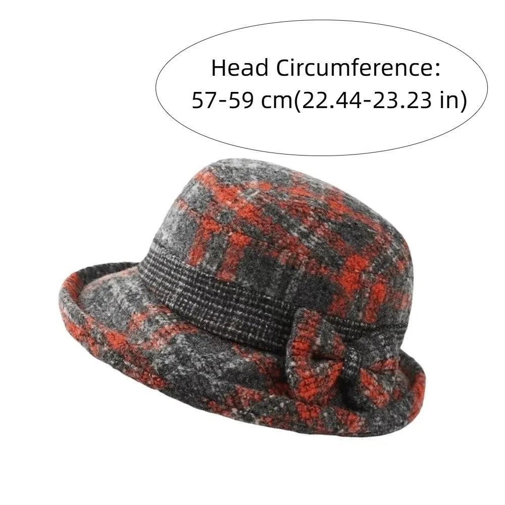 Women's Woolen Bow Bucket Hat – Warm Foldable Cloche Hat Women's Bucket Hat PLUSH