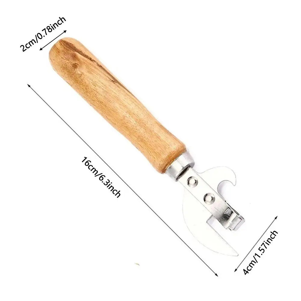 Stainless Steel Manual Can Opener – Wood Handle Kitchen Tool Manual Can Opener PLUSH 1PC