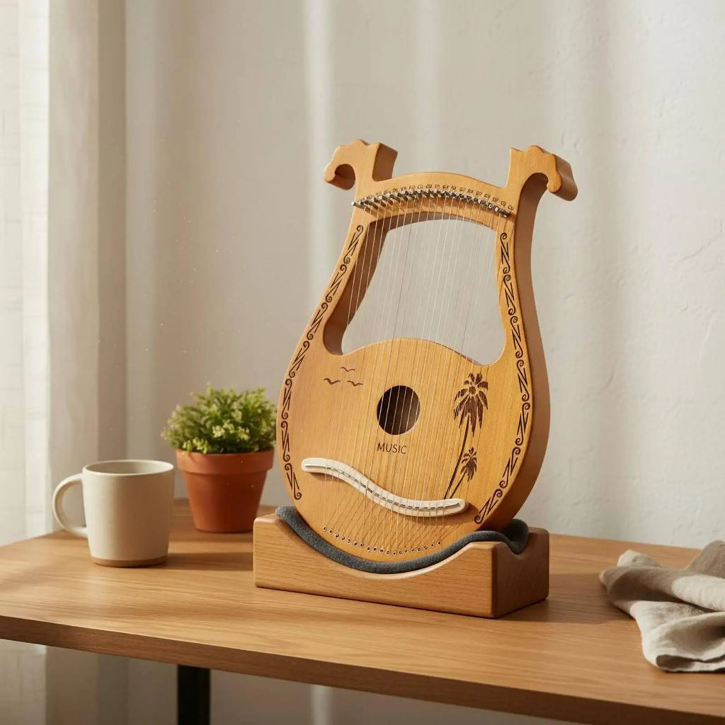 19-String Spruce Wood Lyre Harp – Beginner Folk Instrument Lyre Harp PLUSH