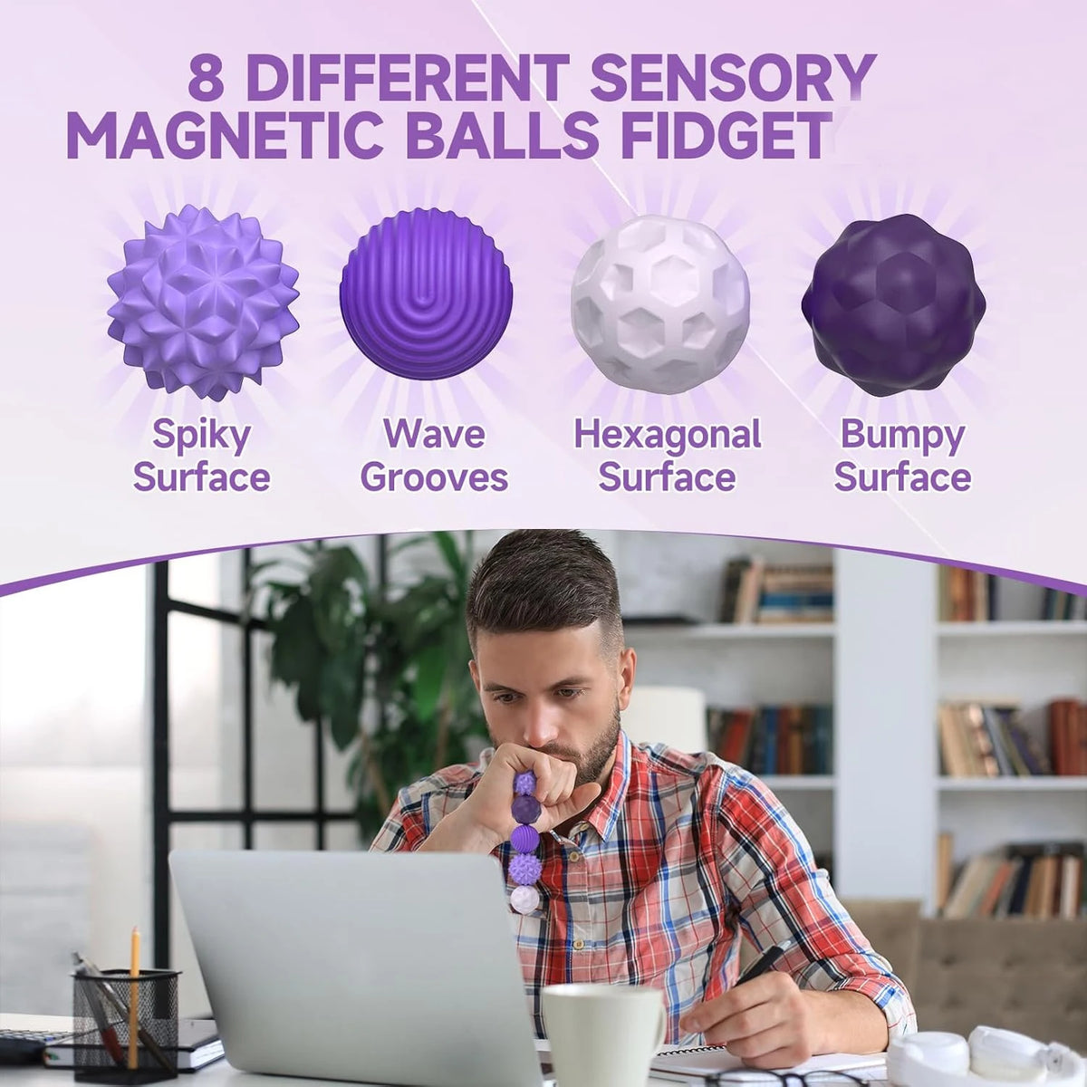 Silicone Magnetic Sensory Fidget Balls – 4 or 8 Pcs Set Fidget Sensory Toy PLUSH