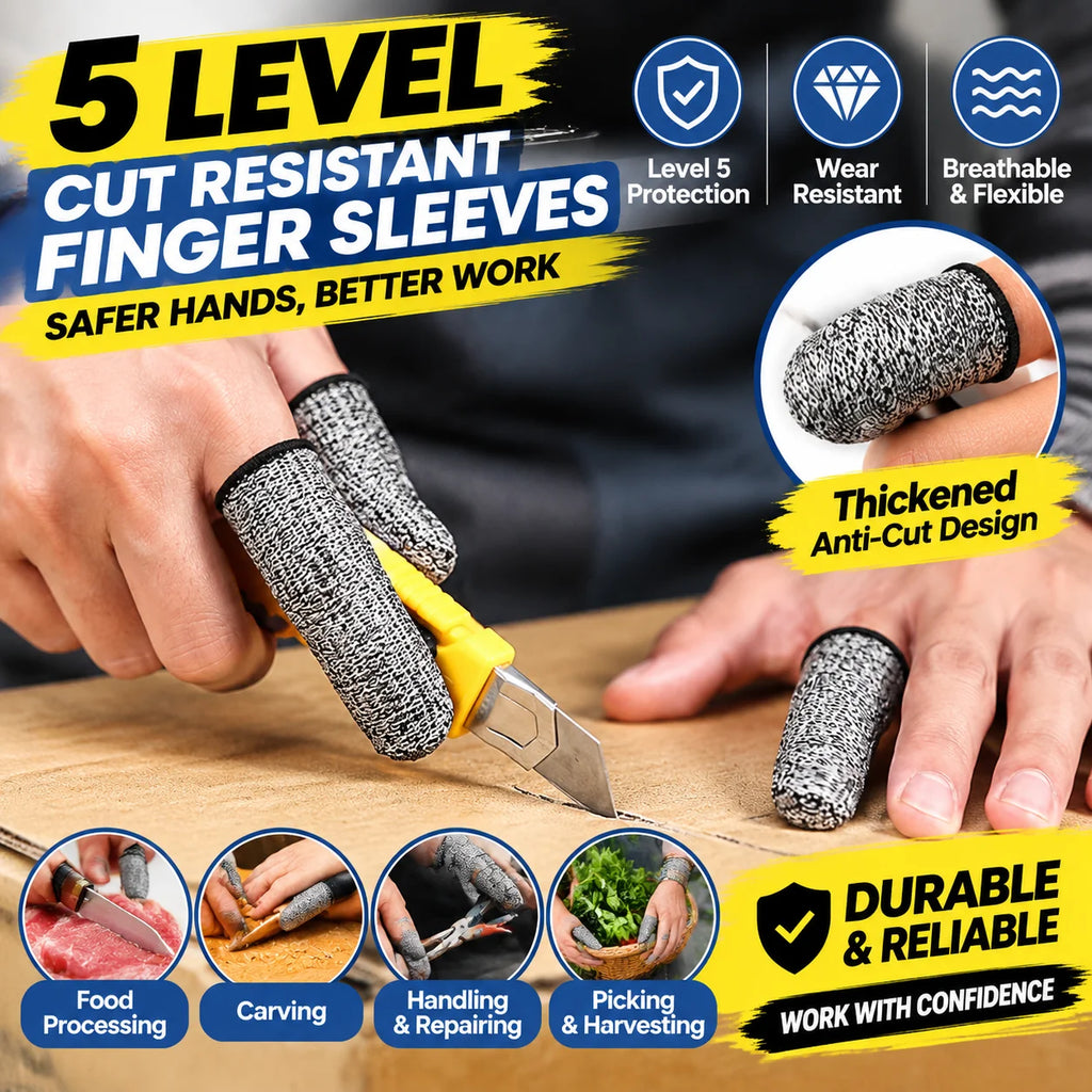Level 5 Cut Resistant Finger Cots – Thumb Protector Sleeves Cut Resistant Finger Cots PLUSH