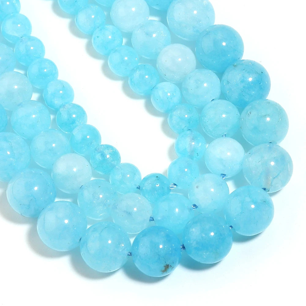 Lake Blue Round Crystal Glass Spacer Beads 6/8/10mm DIY Glass Spacer Beads PLUSH