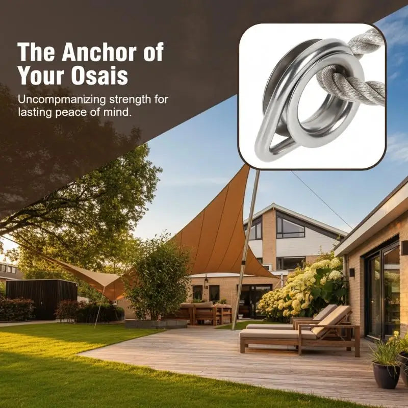 Stainless Steel M6/M8 D-Ring Thimble for Sun Shade Sail & Marine Marine Rigging Hardware PLUSH