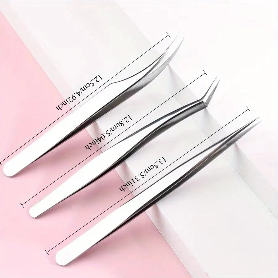 Ouriner Stainless Steel Eyelash Grafting Tweezers – Golden Eyelash Tweezers PLUSH